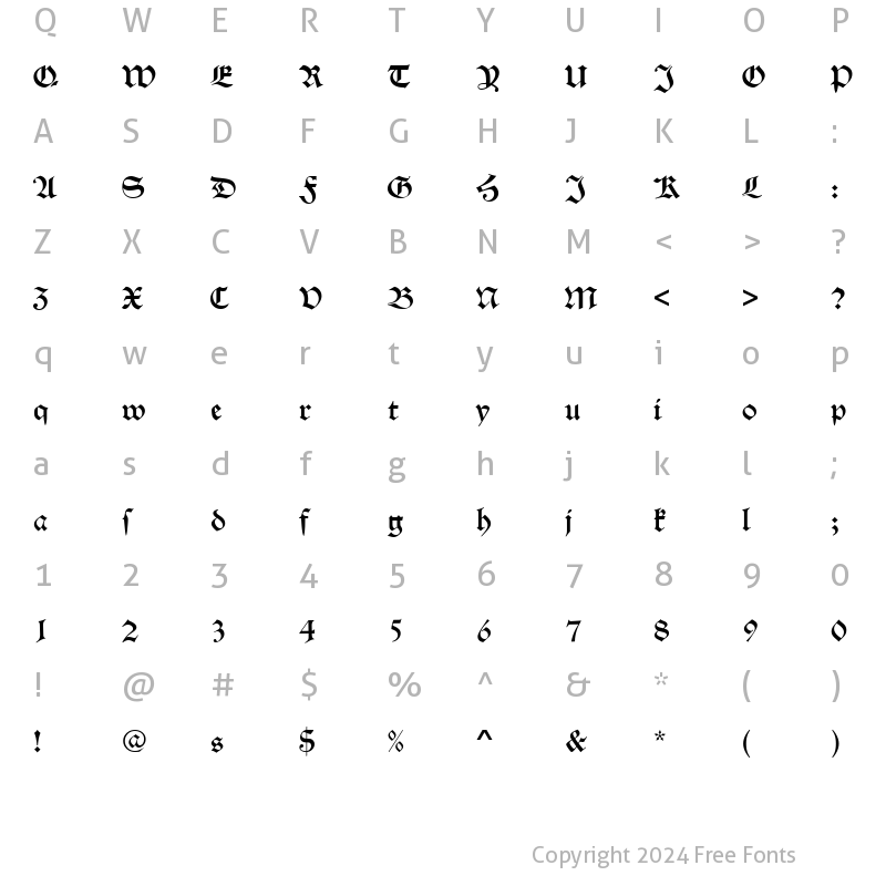 Character Map of Oldschwab Becker Regular