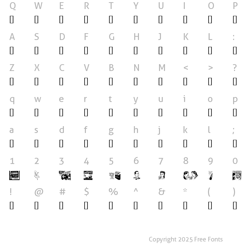 Character Map of OldTimeDings Set 1 Regular
