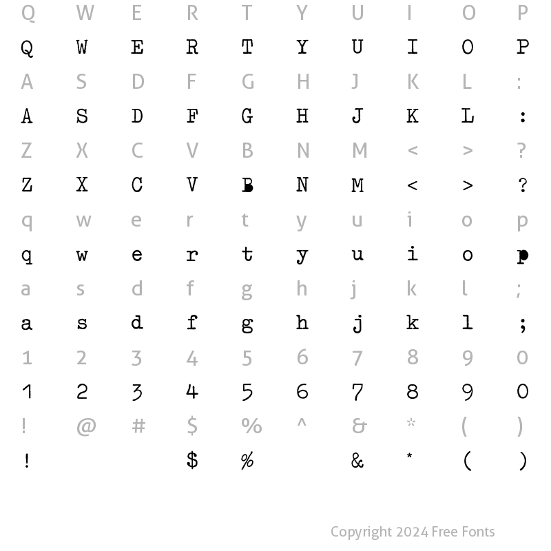 Character Map of OldTypewriterEF Bold