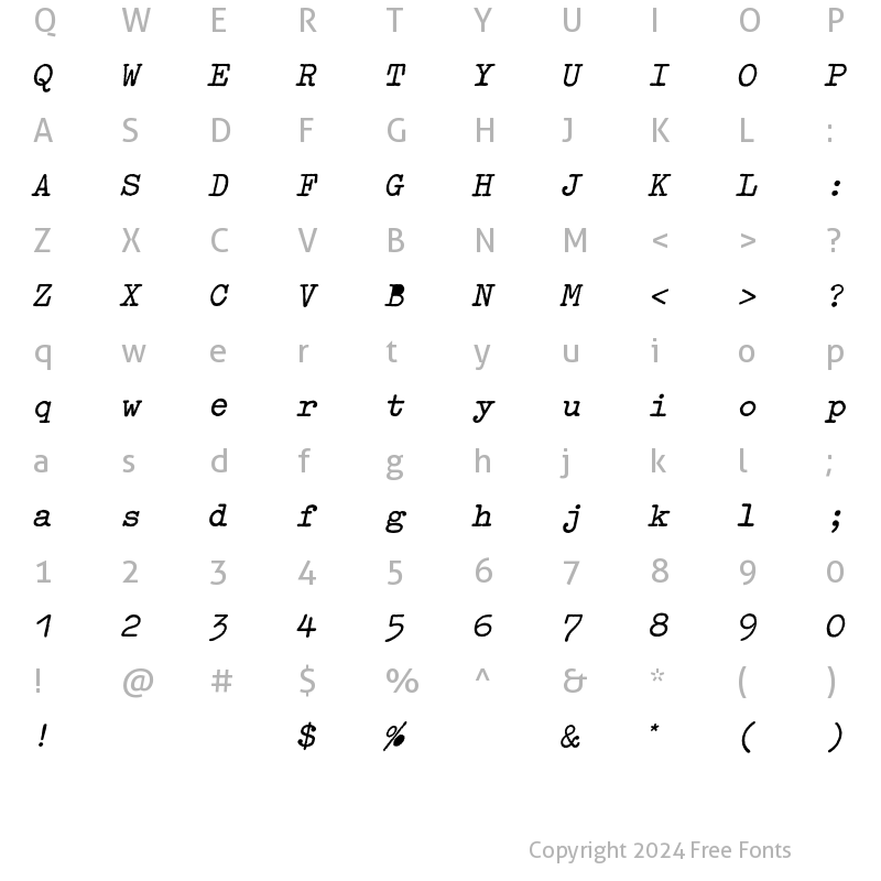 Character Map of OldTypewriterEF ExObl Bold