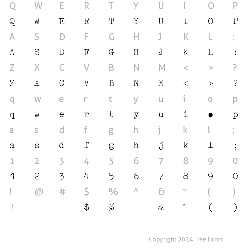 Character Map of OldTypewriterEF Light Regular