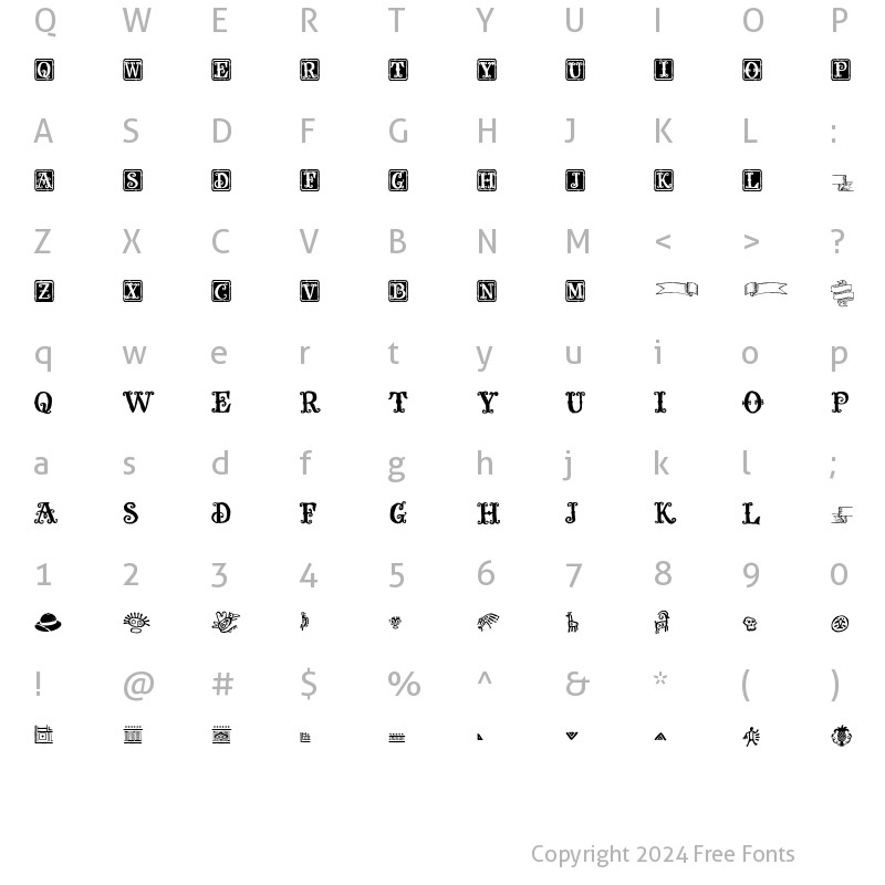 Character Map of Olduvai Ornaments Regular