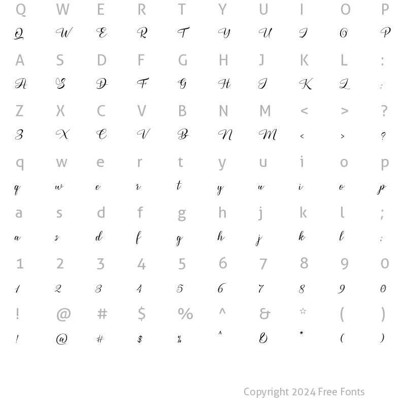 Character Map of Olella Regular