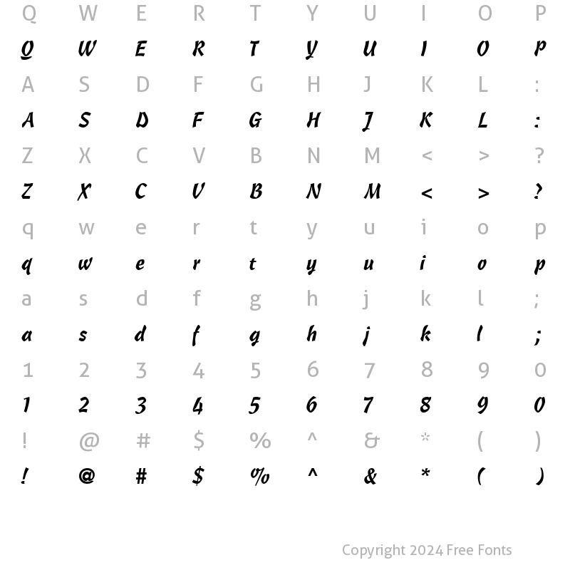 Character Map of OleScriptSSK Regular