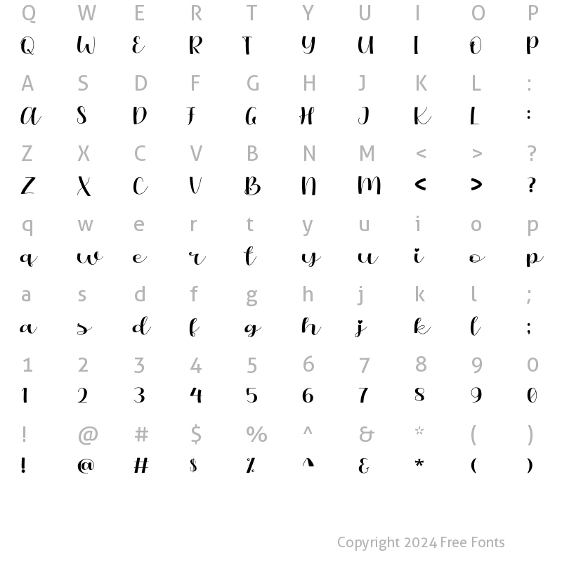 Character Map of Oliandre Regular