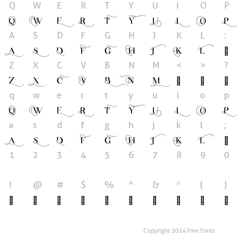 Character Map of Oliva Serif Alts 1 Regular