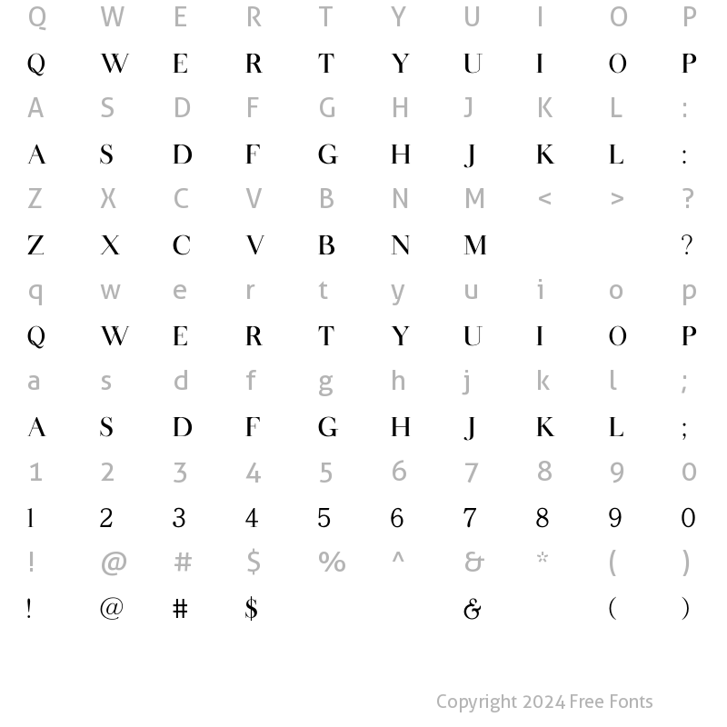 Character Map of Oliva Serif Font Regular