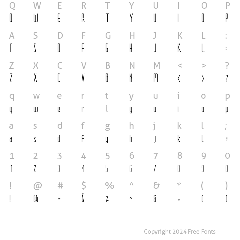 Character Map of Oliver Bold Semi Expanded