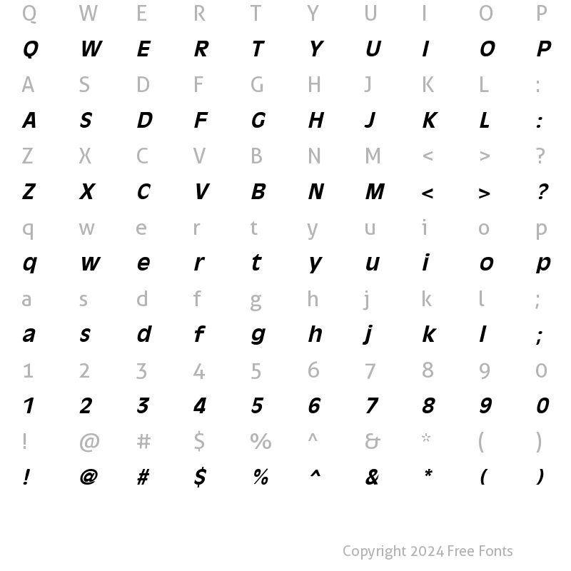 Character Map of OliviaAntique Bold Italic