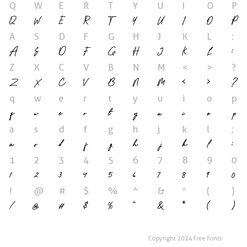 Character Map of Ollia Regular