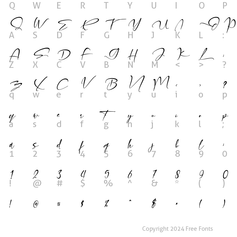 Character Map of Olliffia Italic