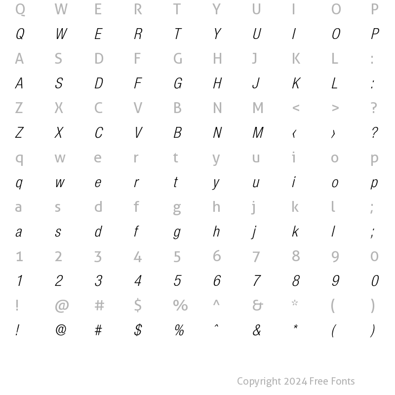 Character Map of Olnova-RegularCondIta Regular