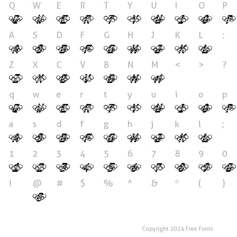 Character Map of Olympia 2000 Regular