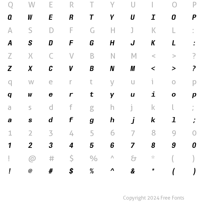 Character Map of OlympiaEF SemiBold Oblique