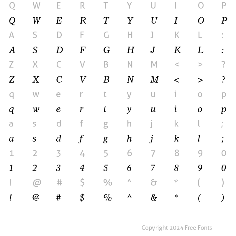 Character Map of Olympian Italic