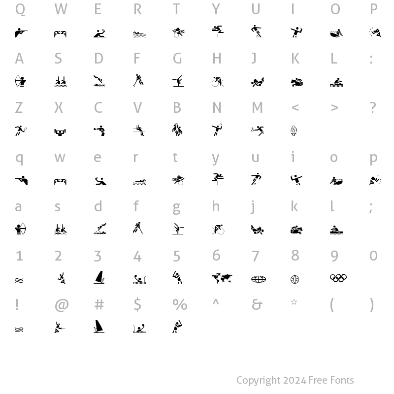 Character Map of Olympicons Regular