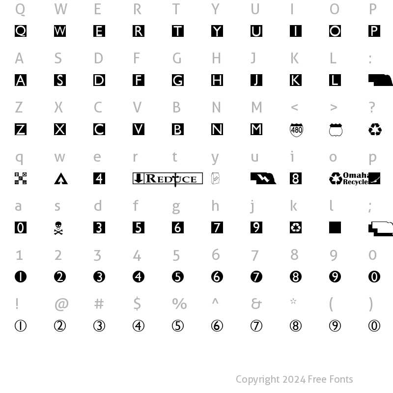 Character Map of OmahaDings Regular