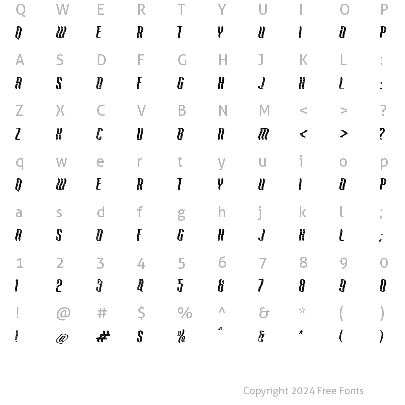 Character Map of OMBAK EFFECT Regular