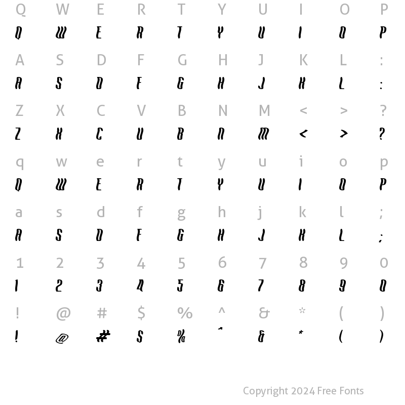 Character Map of OMBAK Regular