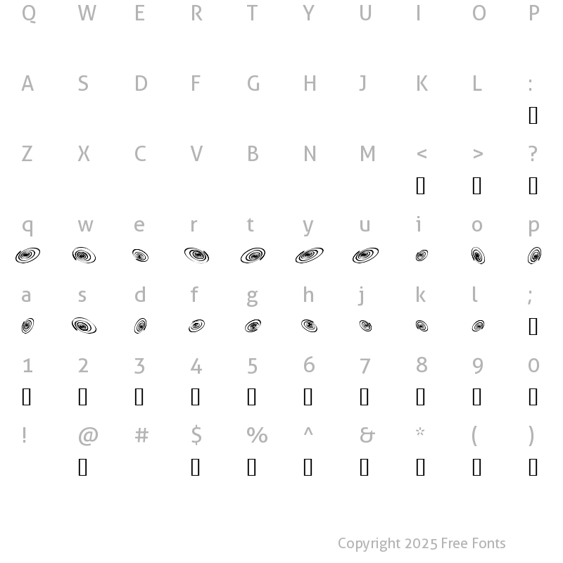 Character Map of OMEGASwirls Regular