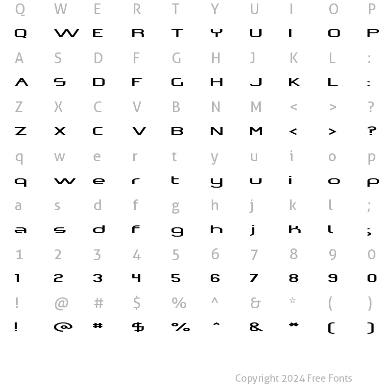 Character Map of Omicron Zeta Pressed Regular