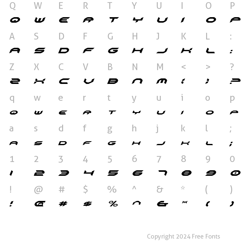 Character Map of Omni Girl Italic Italic