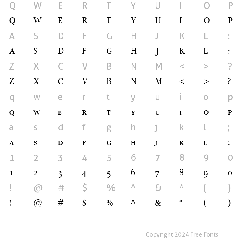 Character Map of Omnibus SmallCaps Regular