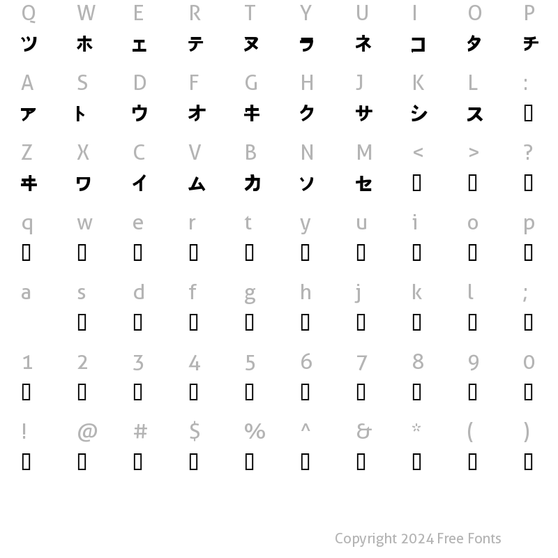 Character Map of Onaka normal