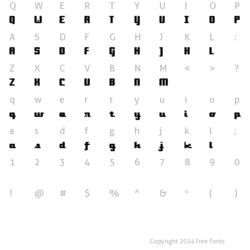 Character Map of onakite Regular