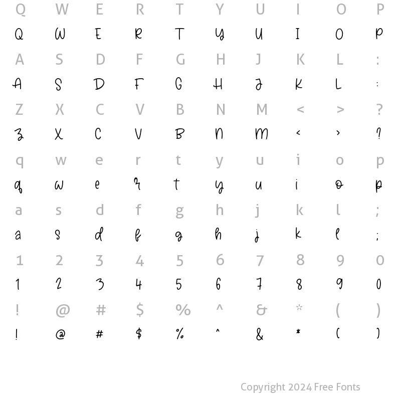 Character Map of Once More Regular