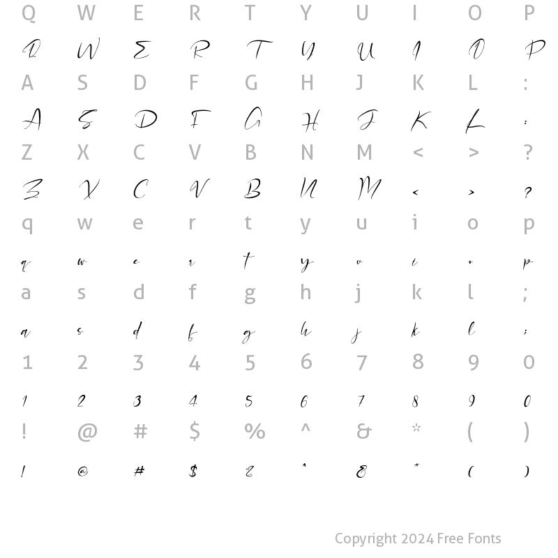 Character Map of Ondemande Italic