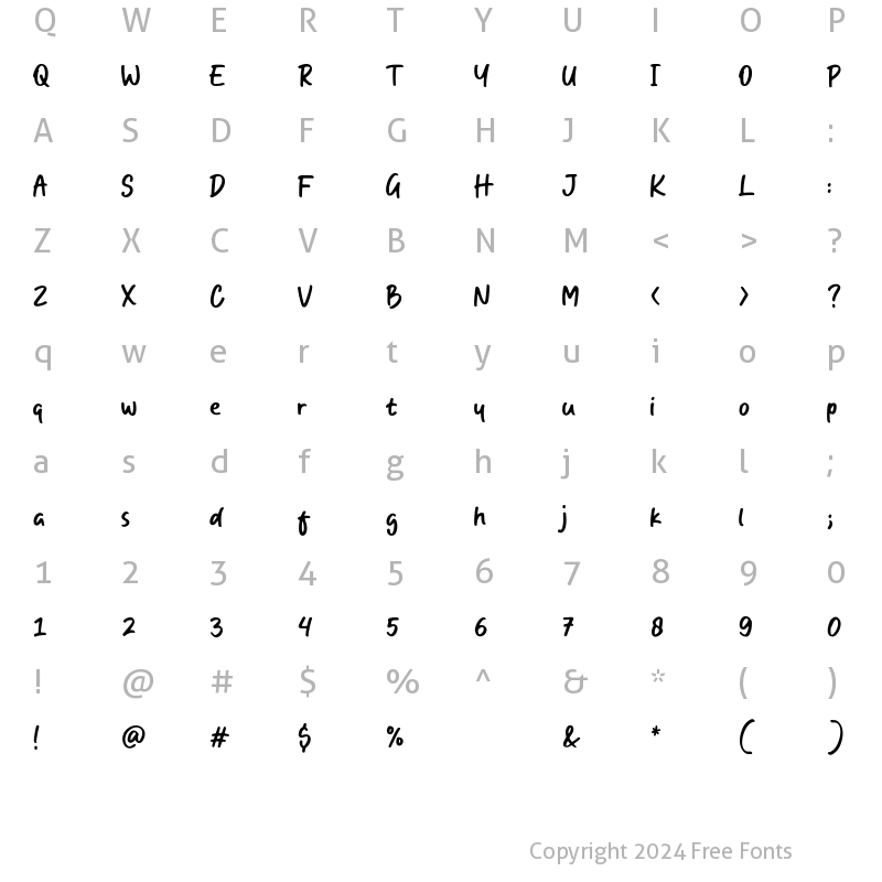 Character Map of One Crayon Regular