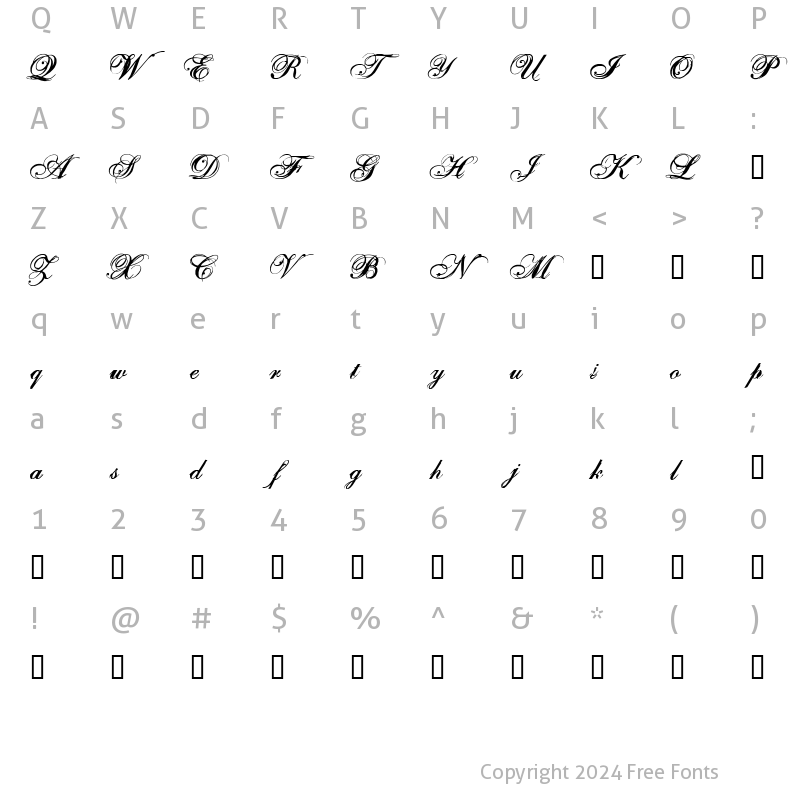 Character Map of One Fell Swoop Regular