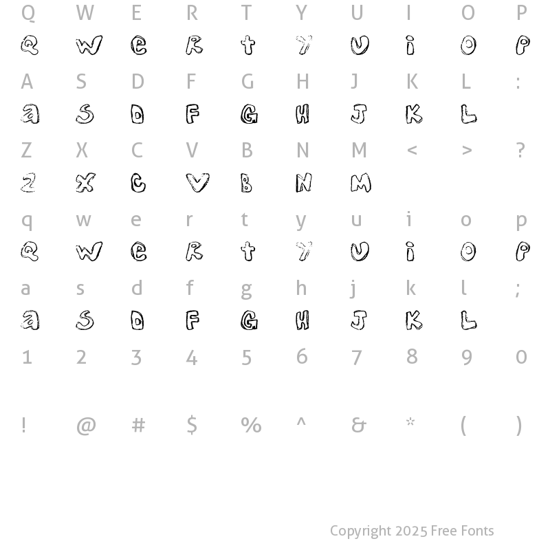 Character Map of One Lousy Bottom Regular