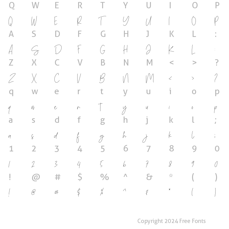 Character Map of One Mith Script Regular