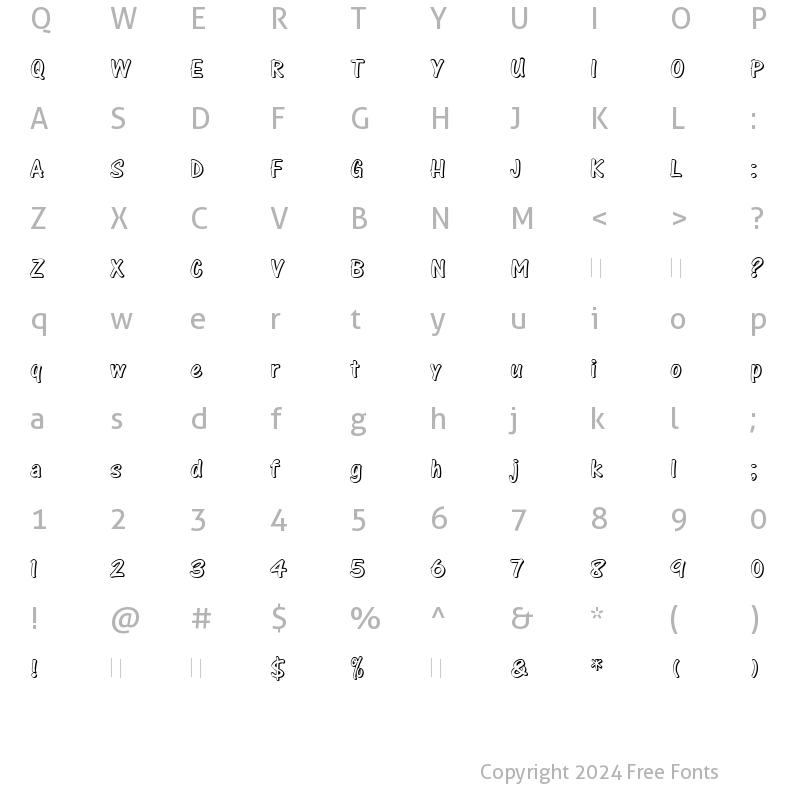 Character Map of One Stroke Script Shaded Regular