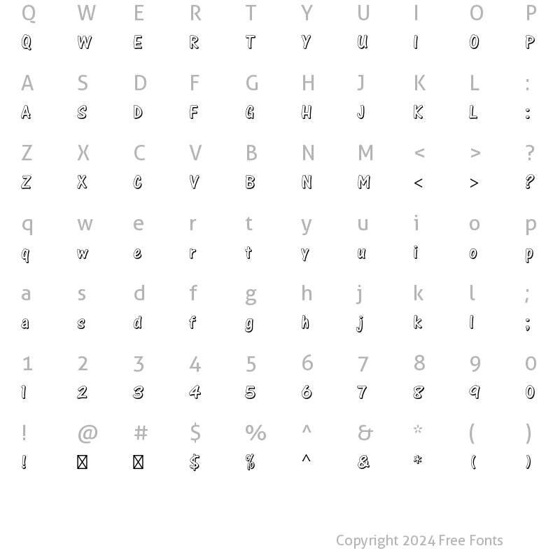 Character Map of One Stroke Script Shaded Std Regular