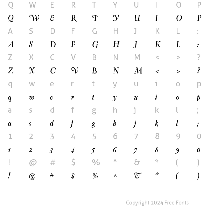 Character Map of Oneleigh Bold Italic