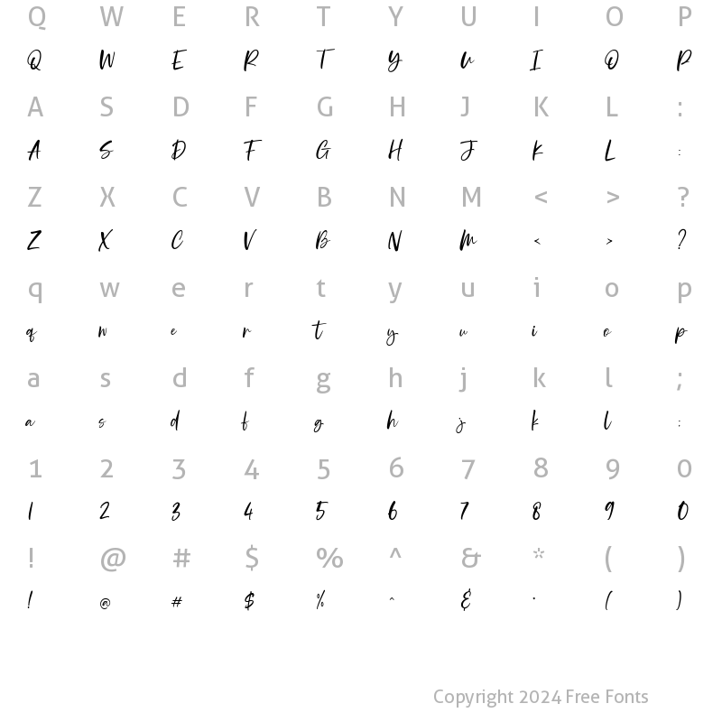 Character Map of Onethink Regular