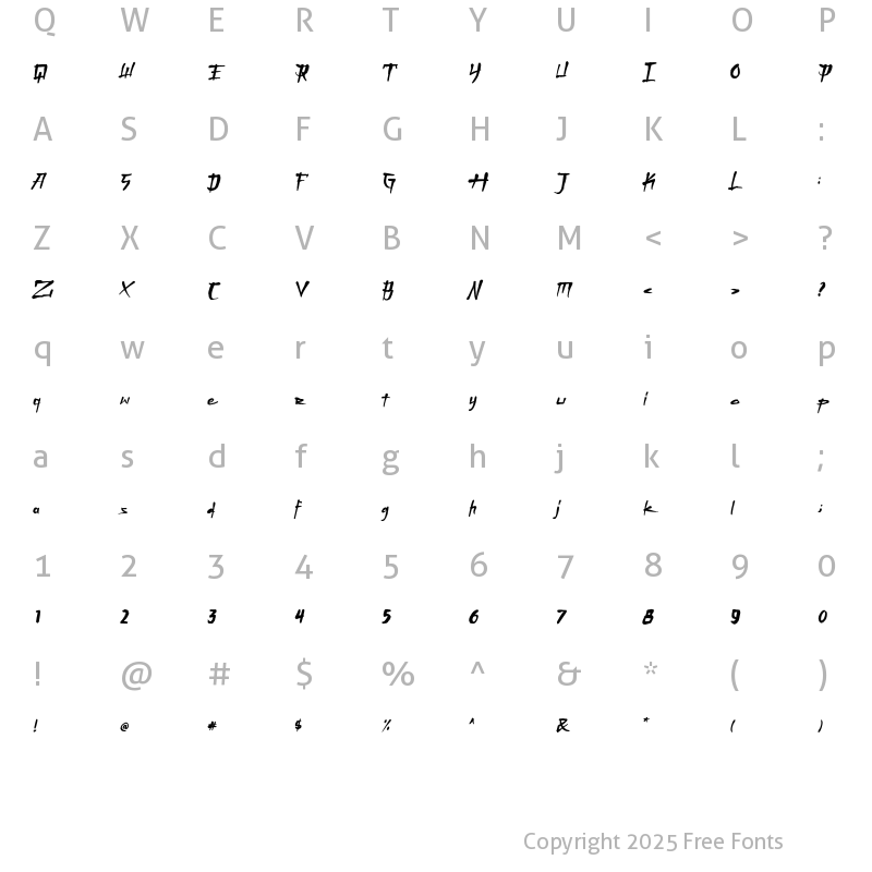 Character Map of ONIGASHIMA Regular