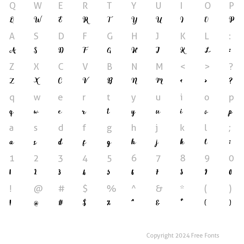 Character Map of Onion Slade Script Regular