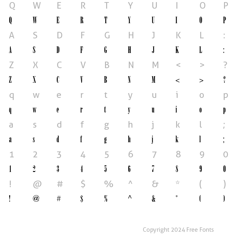 Character Map of Onyx ICG Regular