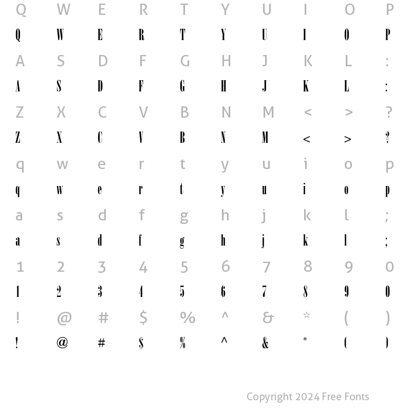 Character Map of OnyxICG Regular