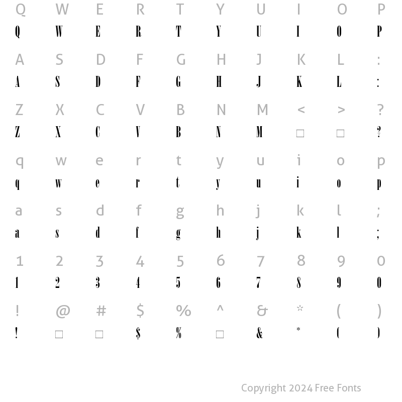 Character Map of OnyxMT Roman