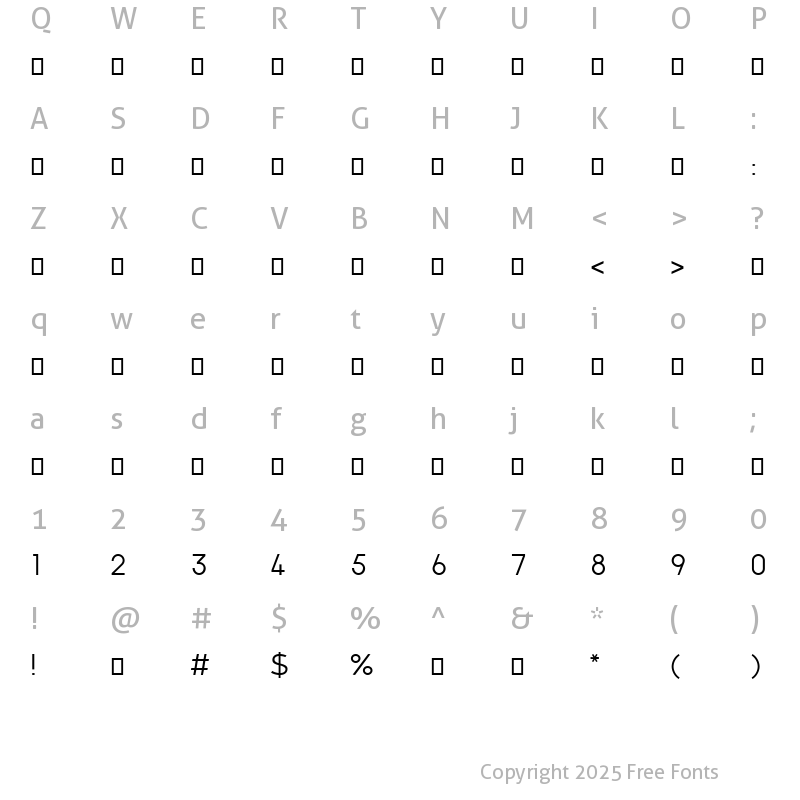 Character Map of OoredooArabic Regular