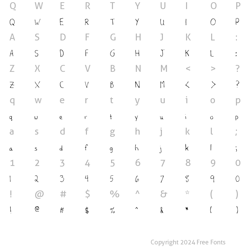 Character Map of OpalsHand Regular