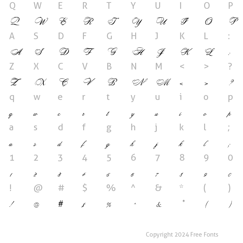 Character Map of OPCitS-ScripT ScripT