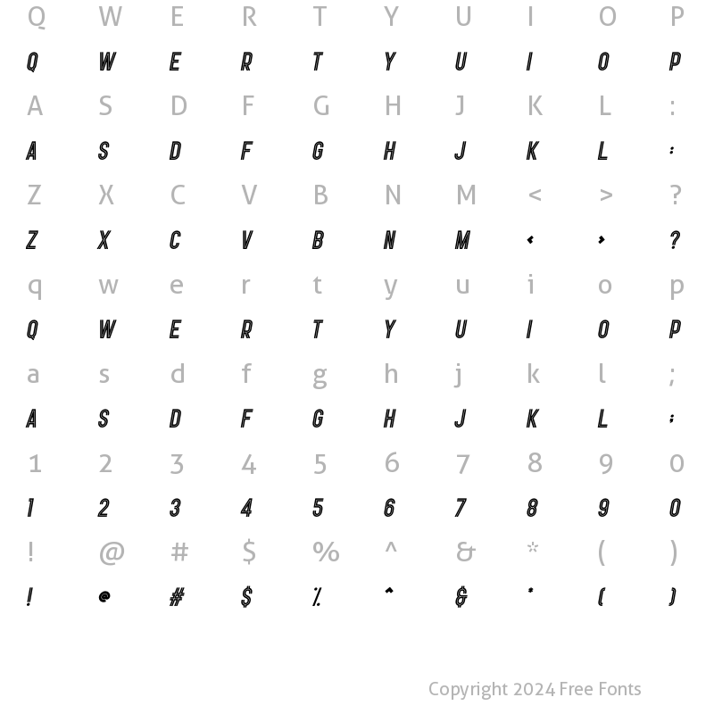 Character Map of Opera Inline Oblique