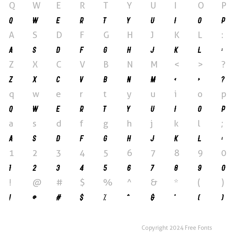 Character Map of Opera Western Oblique