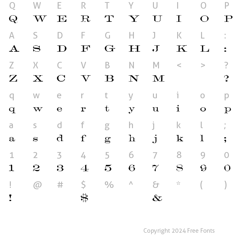 Character Map of Ophir WF Regular